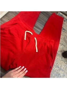 Polo by Ralph Lauren Red Kids Fleece Joggers with Drawstring